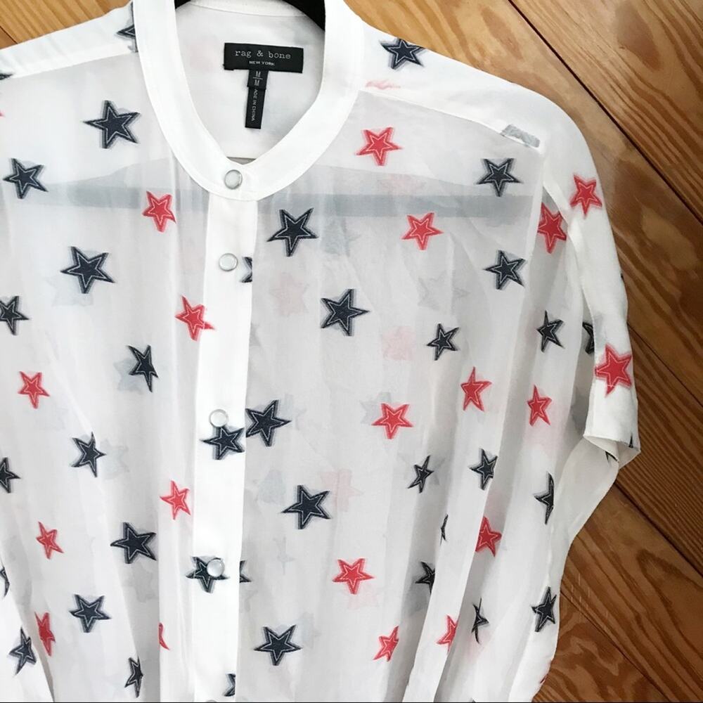 Rag & Bone Star Print Silk Shirt Dress - Picture 4 of 6